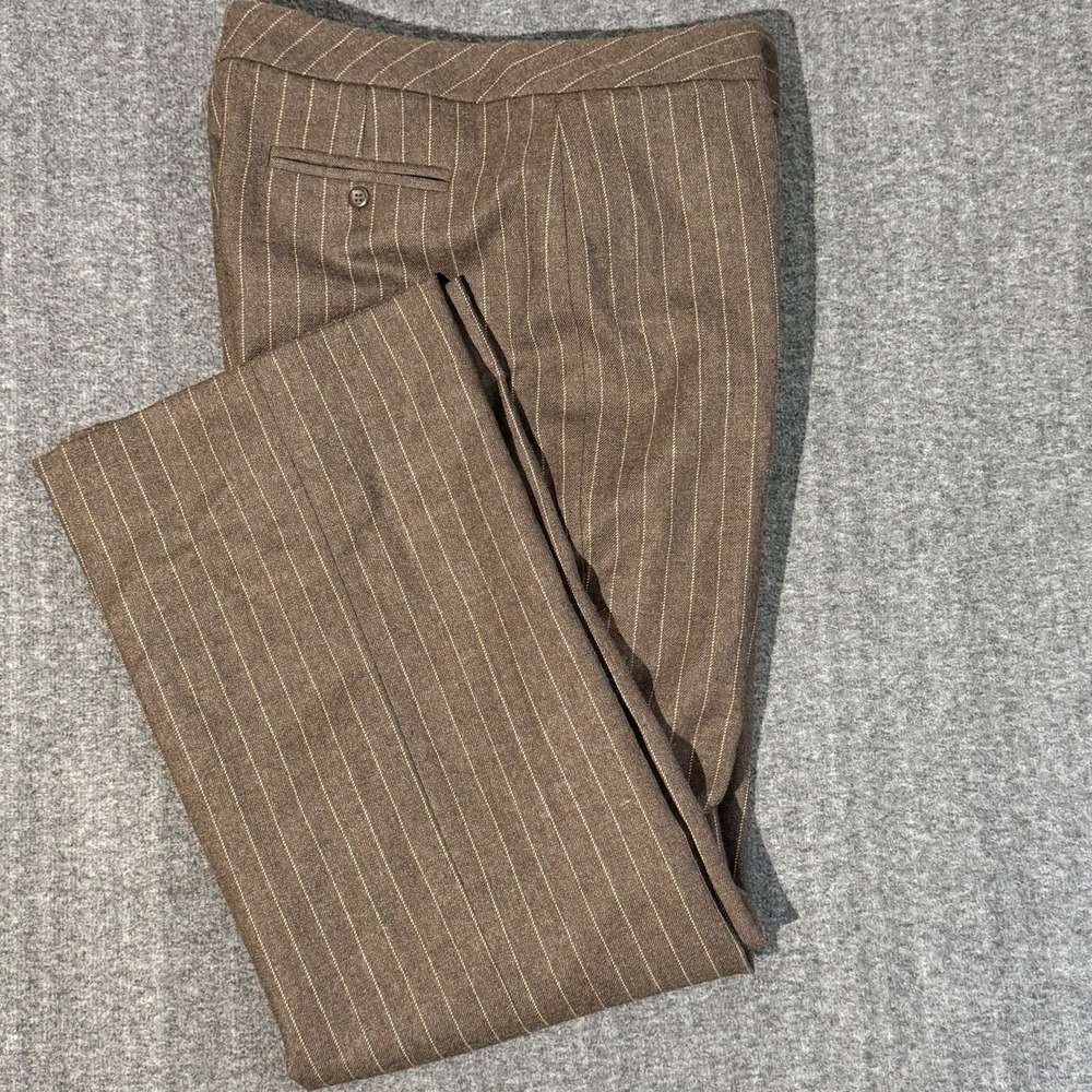 Vintage Women's Pendleton Brown Pinstriped Virgin Wool Lined 12 petite Pants